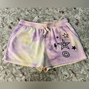 PIXIE LANE GIRLS TIE DYE SHORTS SMILEY STARS LAVENDER SIZE 10